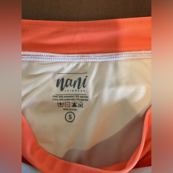 Nani swim bottoms bikini colorblock high waist full bottom orange white S small - Picture 3 of 5